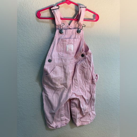 Larkin McKey Pink and White Overalls 12 Months Baby Girl - Picture 2 of 4